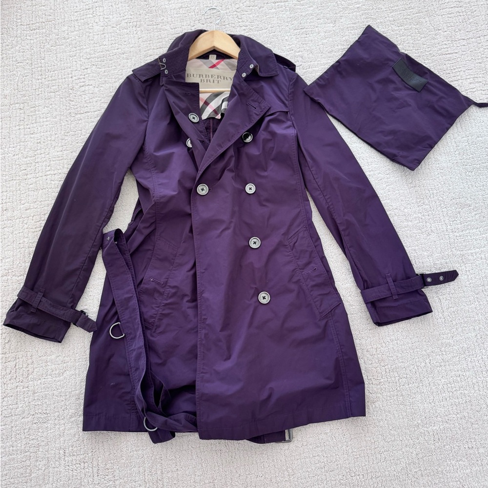 Burberry Plum Coat With Check Lining - Gem